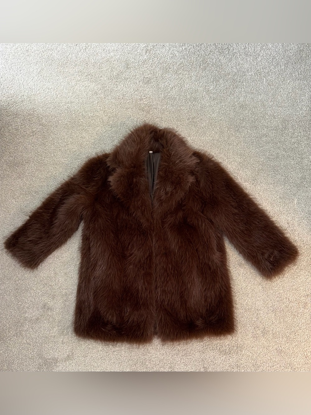 SHEIN Brown Faux Fur Oversized Coat